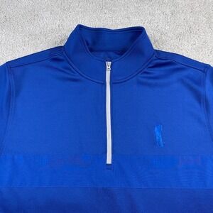 U Suck At Golf Sweater Mens Large Blue Performance Quarter Zip‎ Pullover USAG